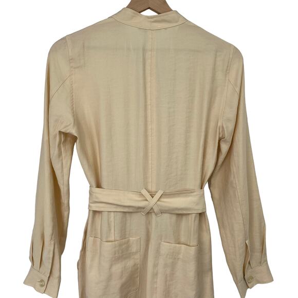 Zara Blogger Fave Jumpsuit Belted Button Front Long Sleeve Utility Cream NEW S - Picture 8 of 13